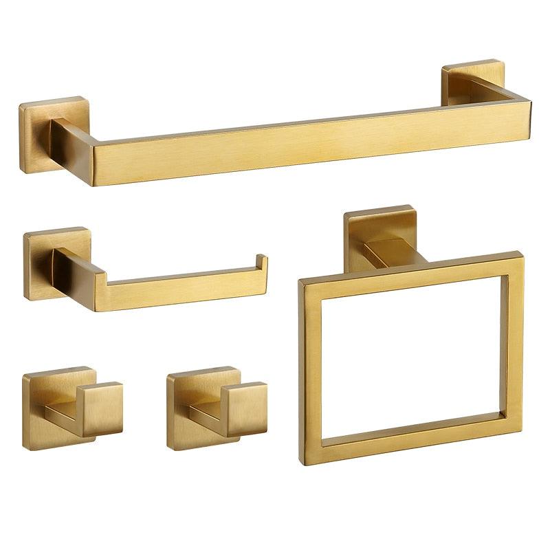 Kit Acessórios Para Banheiro Aço Inox 5 Peças