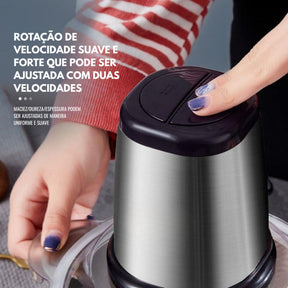 2 Litro Triturador De Alimentos Carne e Legumes Elétrico Multiprocessador 2 Modos Bivolt Inox Fácil De Limpar