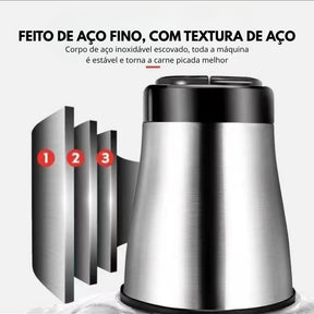2 Litro Triturador De Alimentos Carne e Legumes Elétrico Multiprocessador 2 Modos Bivolt Inox Fácil De Limpar