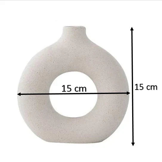 Vaso Nórdico Circular de Cerâmica Decorativo